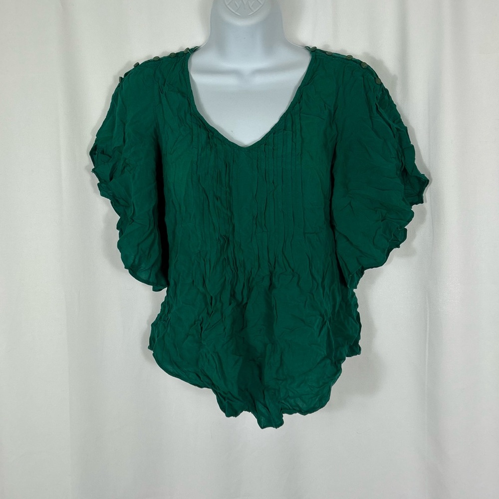 Anthropologie Maeve Green flutter sleeve top 0